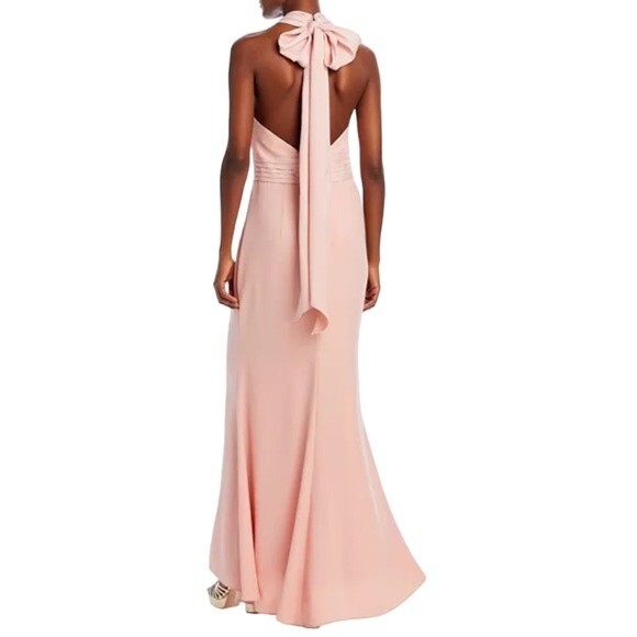 NWOT Eliza J | Blush Pink Bow Back Halter Gown Dress 4 - Picture 4 of 10